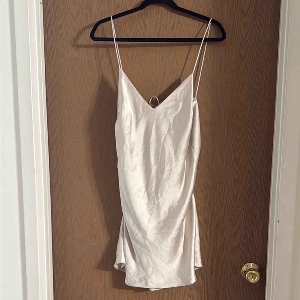 Zara Cream Mini Dress with Spaghetti Straps